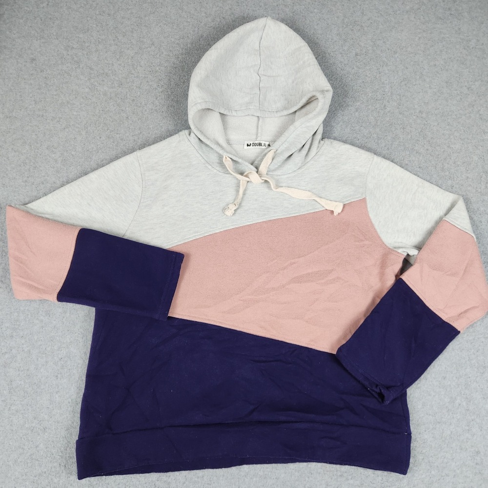 Doublju Hoodie Womens Medium Multicolor Colorblock Casual Long Sleeve Sweatshirt
